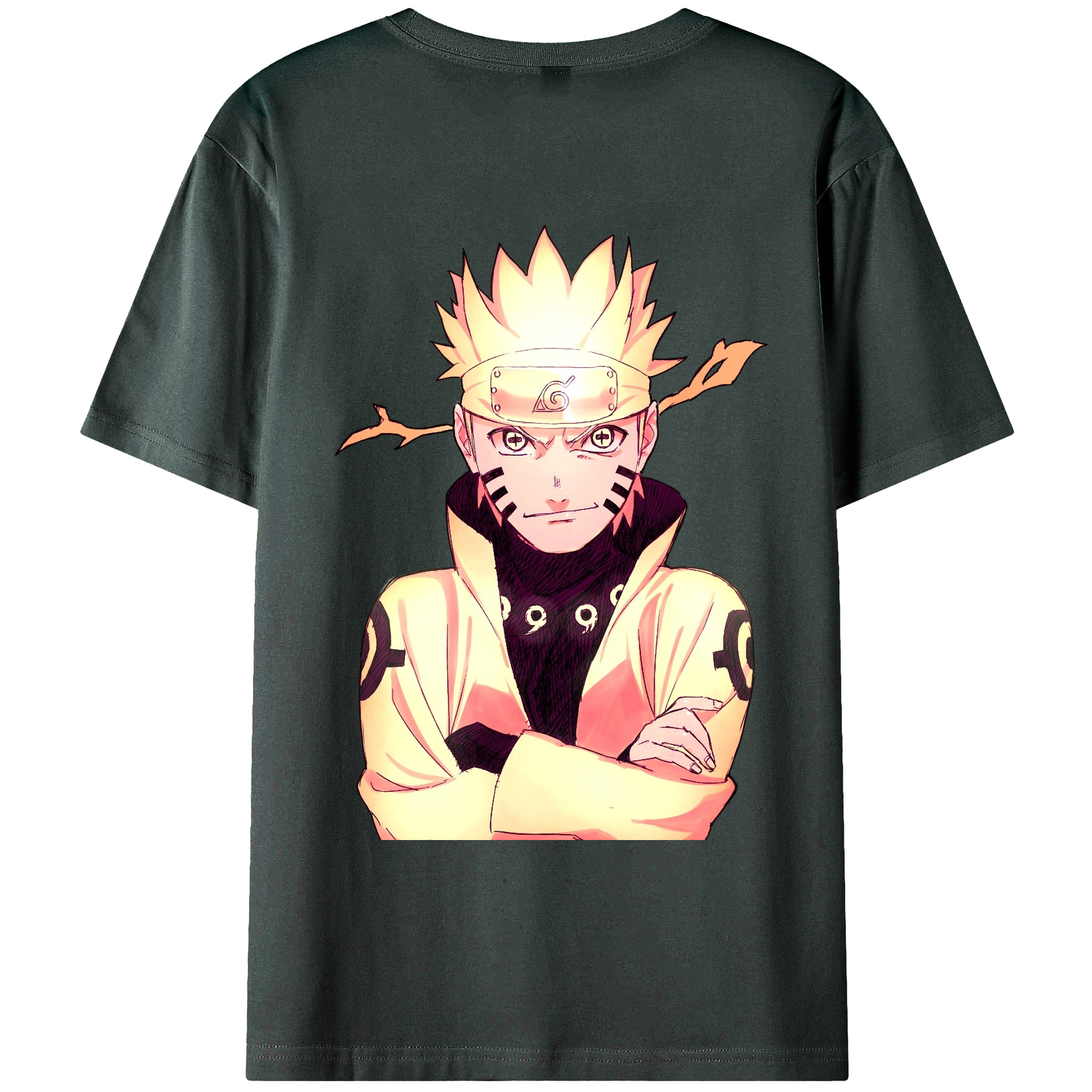 （画像用） NARUTO -ナルト- うずまき ナルト Uzumaki Naruto 綿100％ メンズ半袖Tシャツ（バックプリント） 通気性